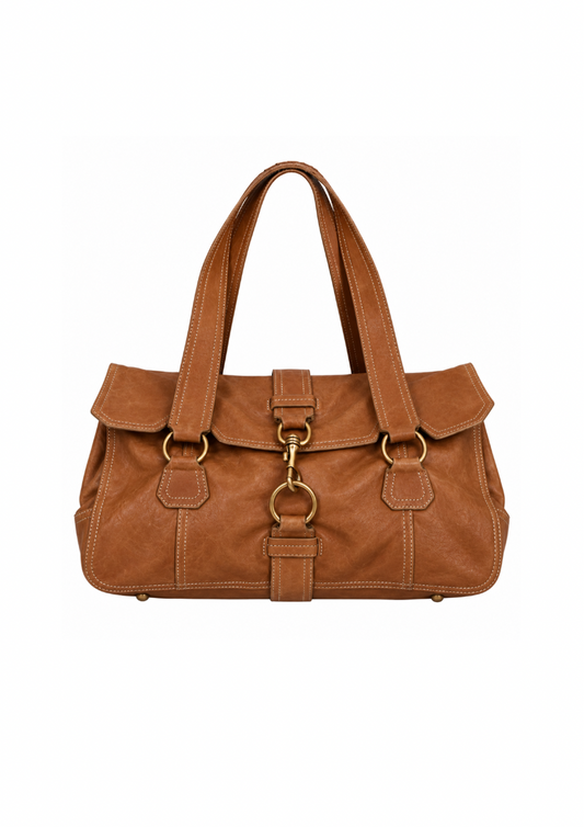 ARCHIVE CAMEL LEATHER LOCK SHOULDER BAG